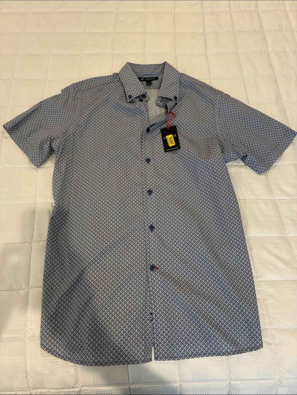 Daniel Cremieux Short-Sleeve Geometric Button-Down Shirt - Blue